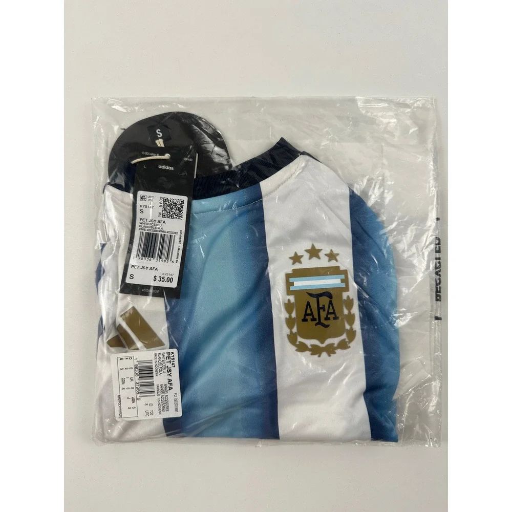 Adidas Argentina Pet Jersey AFA Soccer Dog Shirt Blue White Striped Small NWT